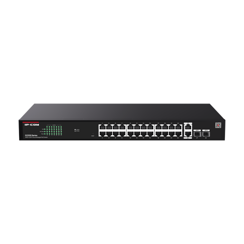 Switch 24 porturi PoE RJ45 Gigabit, 2 x RJ45 Gigabit, 2 x SFP Gigabit, Management, 1U - IP-COM G2228P-24-410W SafetyGuard Surveillance