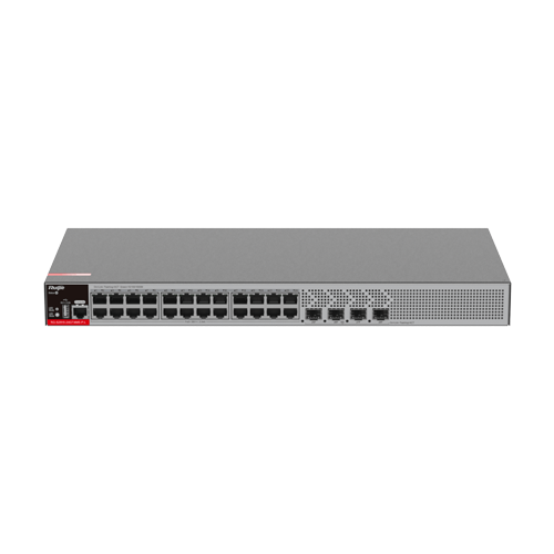 Switch 24 porturi RJ45 1G PoE+, 4 x SFP 2.5G, L2+ Cloud Management, 1U - Ruijie RG-S2915-24GT4MS-P-L SafetyGuard Surveillance