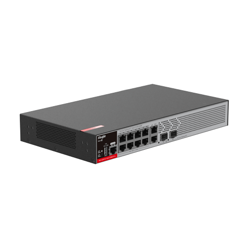 Switch 8 porturi Ruijie, RJ45 1G PoE+, 2 x SFP 2.5G, 2 x RJ45 1G, L2+ Cloud Management, RG-S2915-10GT2MS-P-L SafetyGuard Surveillance
