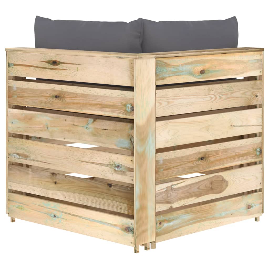 Canapea de colț modulară cu perne, lemn verde tratat GartenMobel Dekor