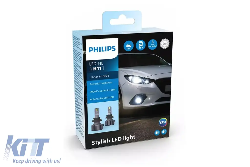 Philips Bec LED H11 12V/24V PGJ19-2 Ultinon Pro3022 HL 6000K Philips (1set) Performance AutoTuning
