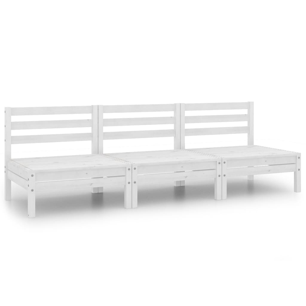Set mobilier de grădină, 3 piese, alb, lemn masiv de pin GartenMobel Dekor