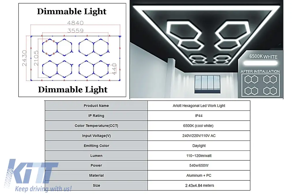 Sistem de Iluminare Plafon Hexagon / HoneyComb 3.56 x 2.10 m Performance AutoTuning