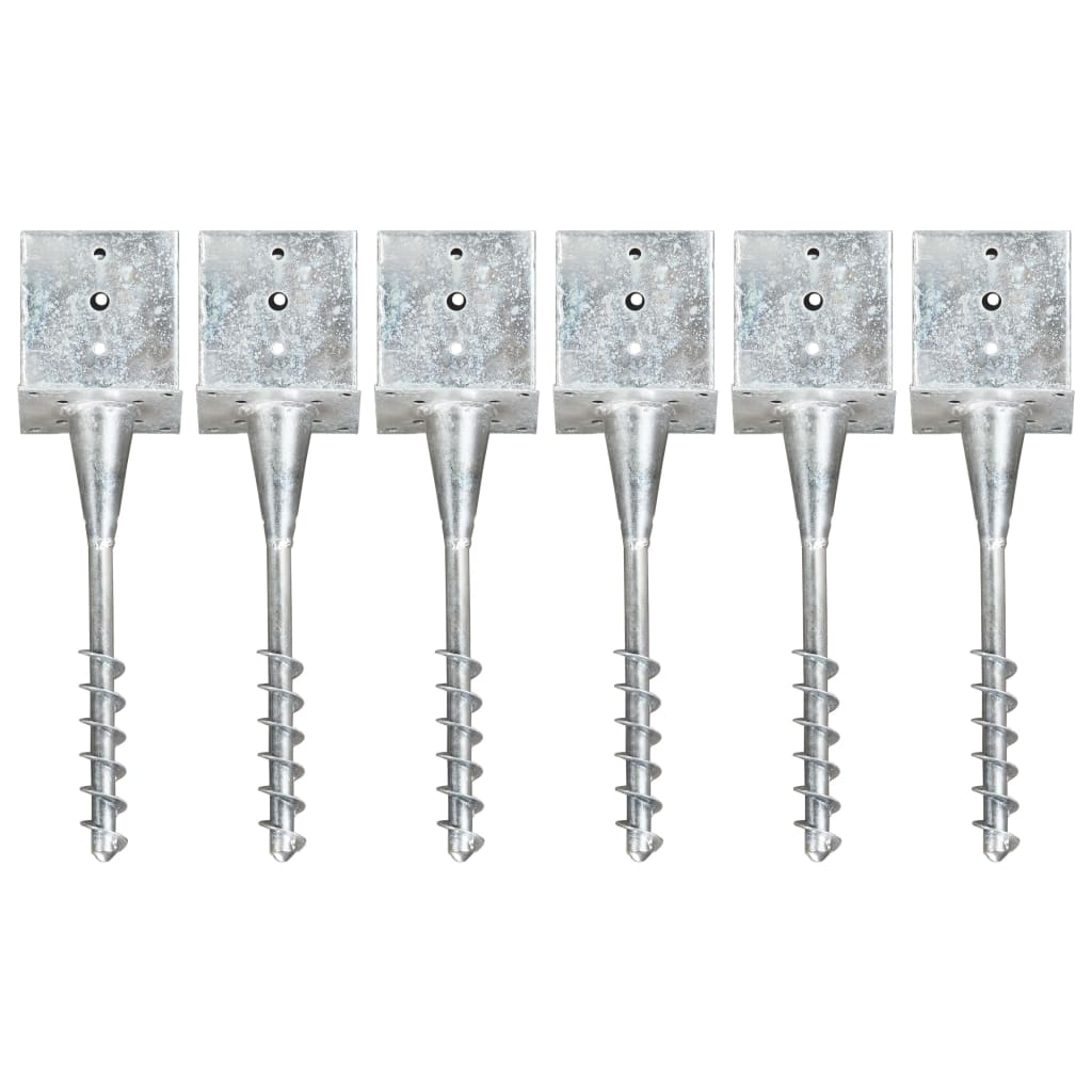 Țăruși de sol, 6 buc., argintiu, 14x14x58 cm, oțel galvanizat GartenMobel Dekor