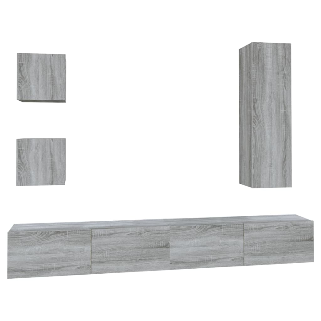 Set dulapuri TV, 5 piese, gri sonoma, lemn prelucrat GartenMobel Dekor