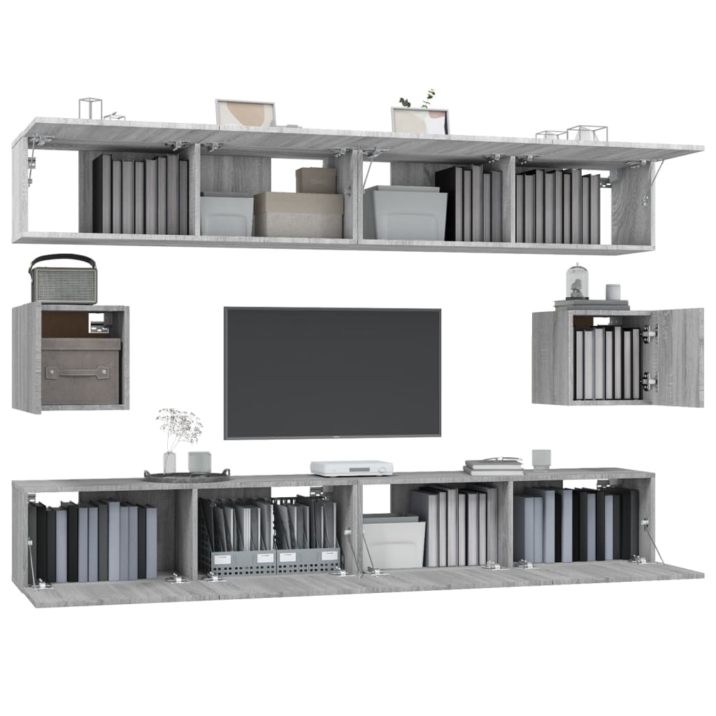 Set dulapuri TV, 6 piese, gri sonoma, lemn prelucrat GartenMobel Dekor