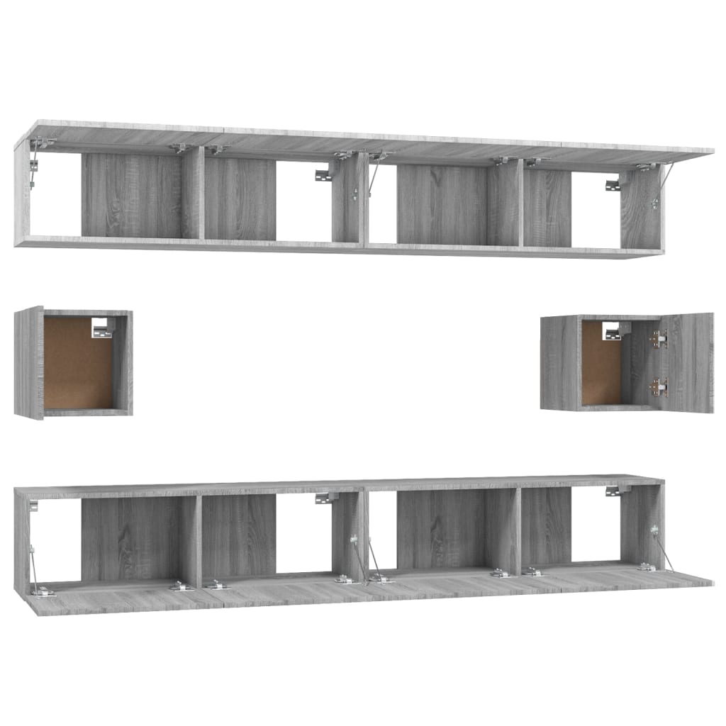 Set dulapuri TV, 6 piese, gri sonoma, lemn prelucrat GartenMobel Dekor