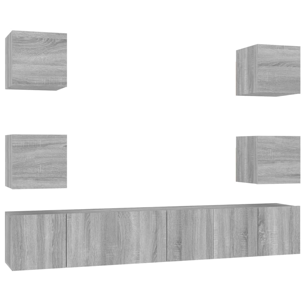 Set comode TV, 7 piese, gri sonoma, lemn compozit GartenMobel Dekor
