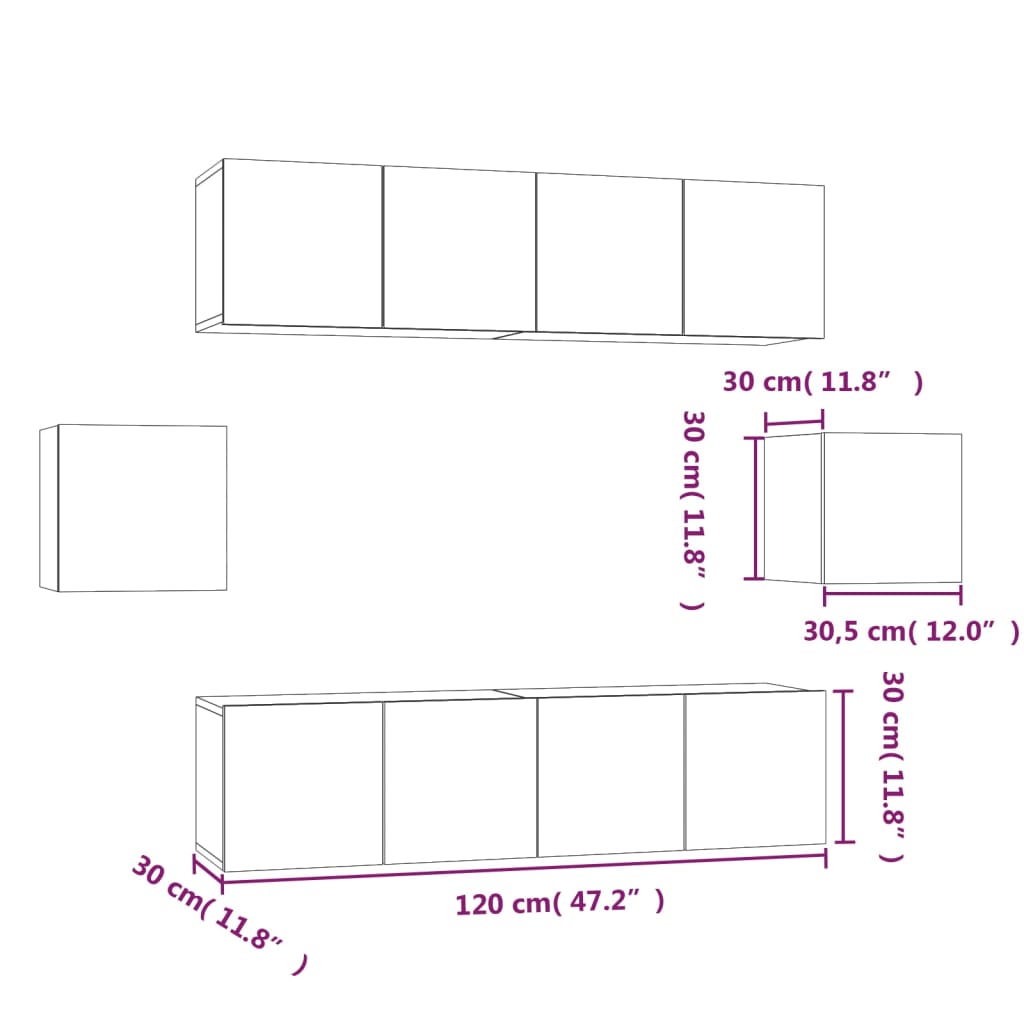 Set dulapuri TV, 6 piese, gri sonoma, lemn prelucrat GartenMobel Dekor