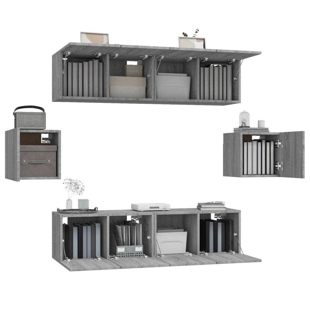 Set dulapuri TV, 6 piese, gri sonoma, lemn prelucrat GartenMobel Dekor