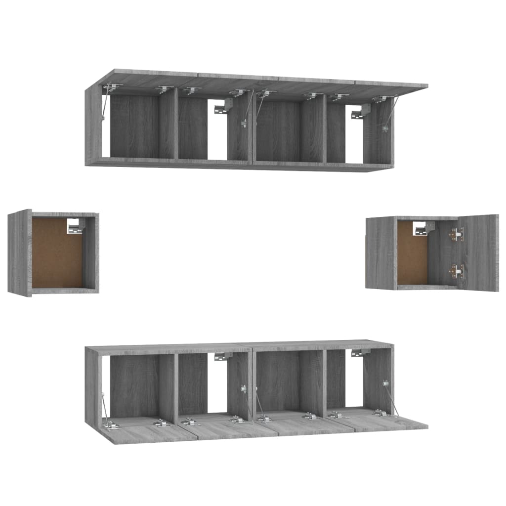 Set dulapuri TV, 6 piese, gri sonoma, lemn prelucrat GartenMobel Dekor