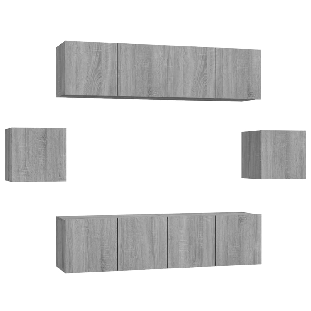 Set dulapuri TV, 6 piese, gri sonoma, lemn prelucrat GartenMobel Dekor