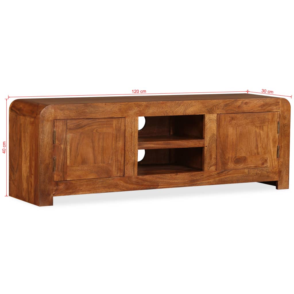 Comodă TV, lemn masiv cu finisaj tip miere, 120 x 30 x 40 cm GartenMobel Dekor
