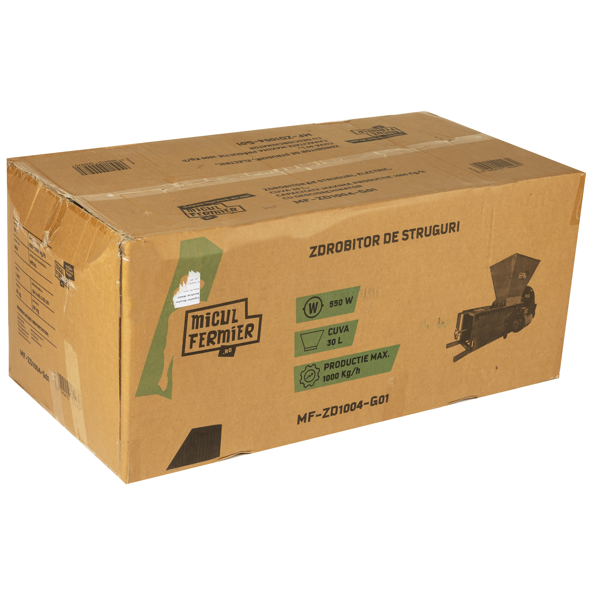 Zdrobitor struguri electric Micul Fermier 0.55kW, cuva 30L, capacitate maxima de productie 1000 Kg/h, cu desciorchinator FarmGarden AgroTrade