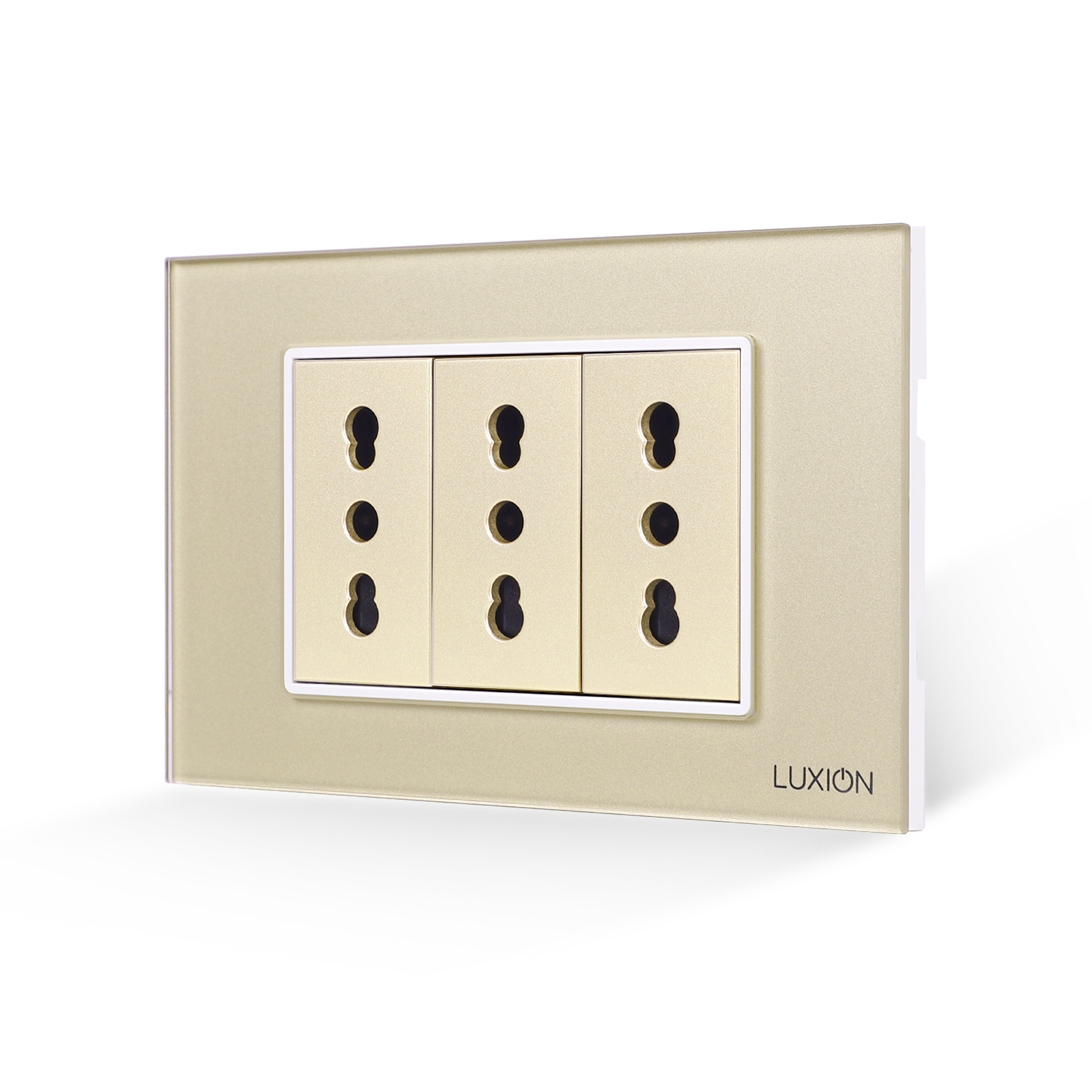Priza Tripla cu Rama din Sticla LUXION, Standard Italian, 3M SmartElectro IntelligentHouse