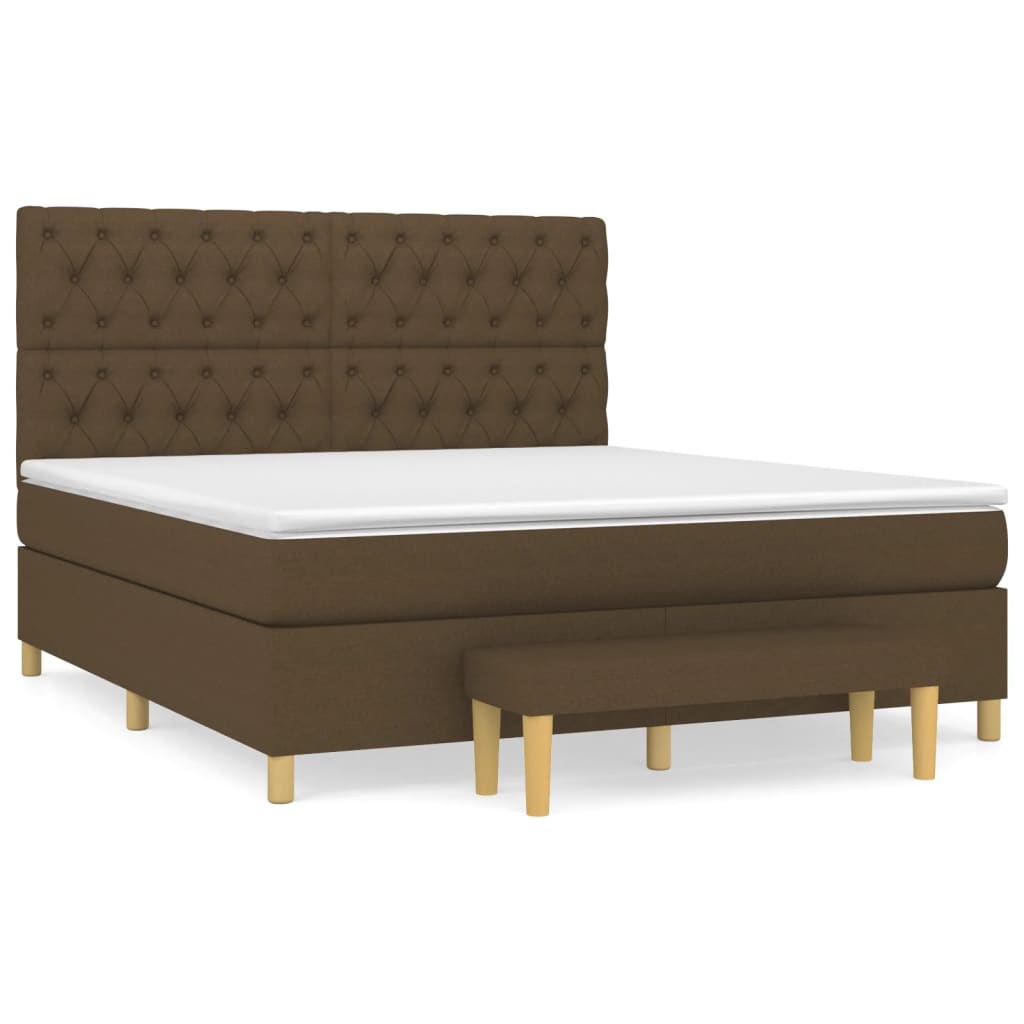 Pat box spring cu saltea, maro închis, 160x200 cm, textil GartenMobel Dekor