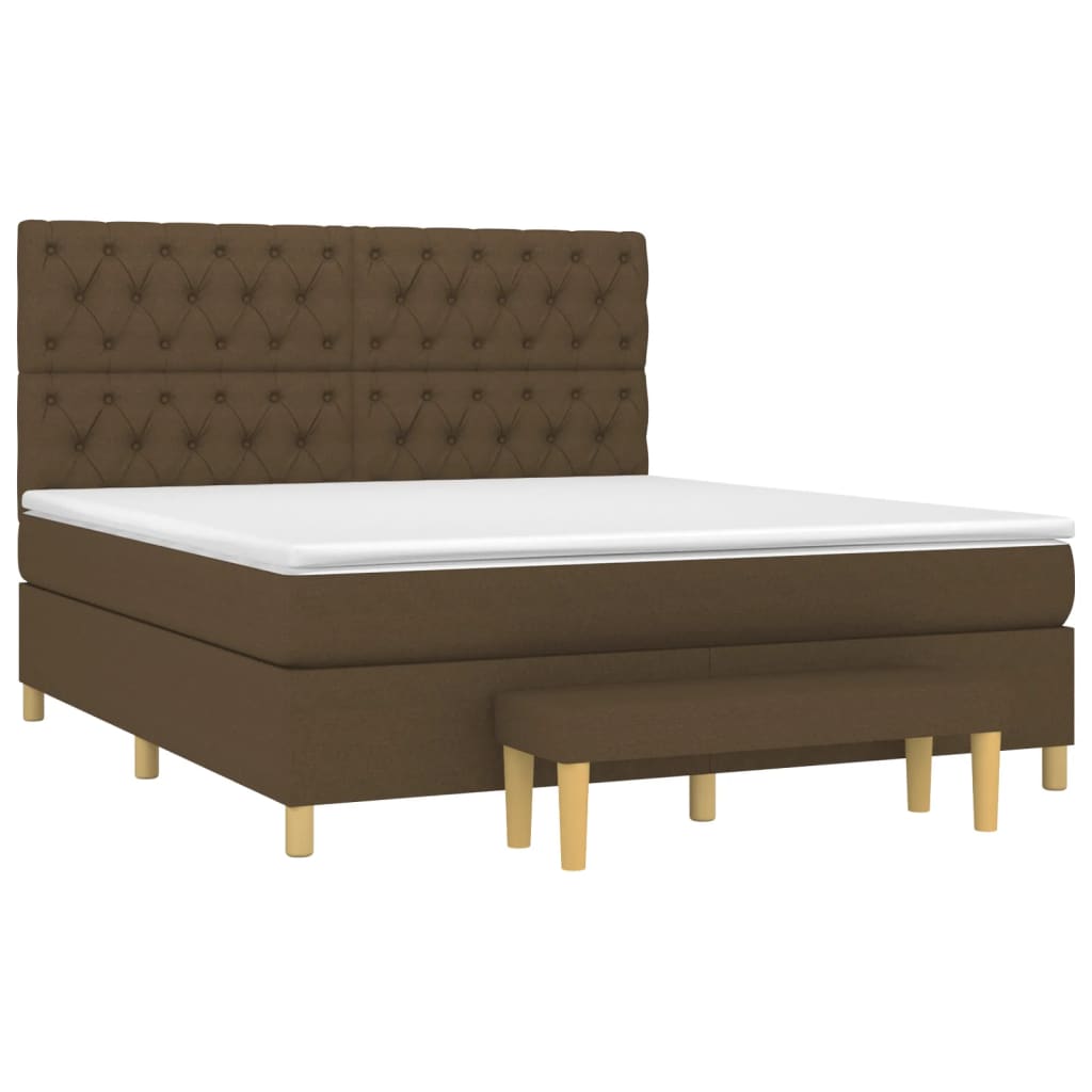 Pat box spring cu saltea, maro închis, 160x200 cm, textil GartenMobel Dekor