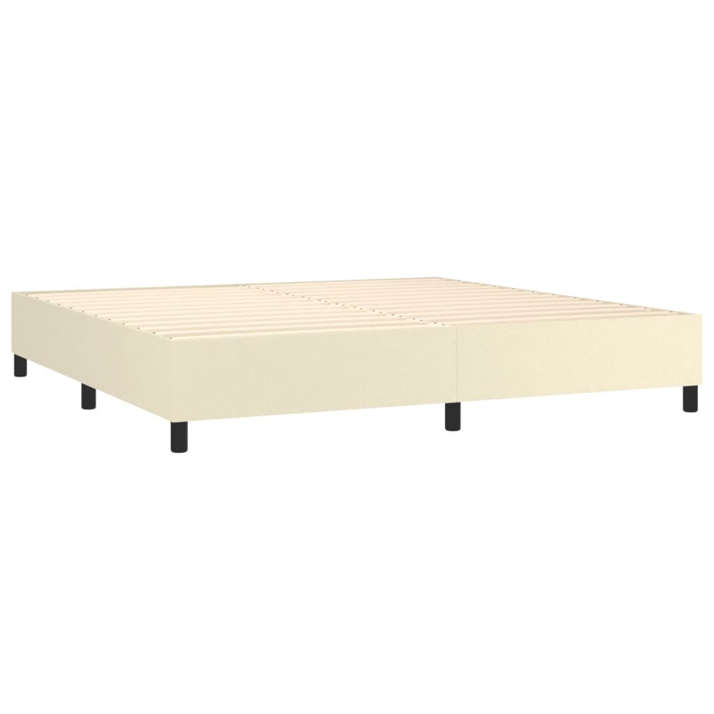 Pat continental cu saltea, crem, 200x200 cm, piele ecologică GartenMobel Dekor