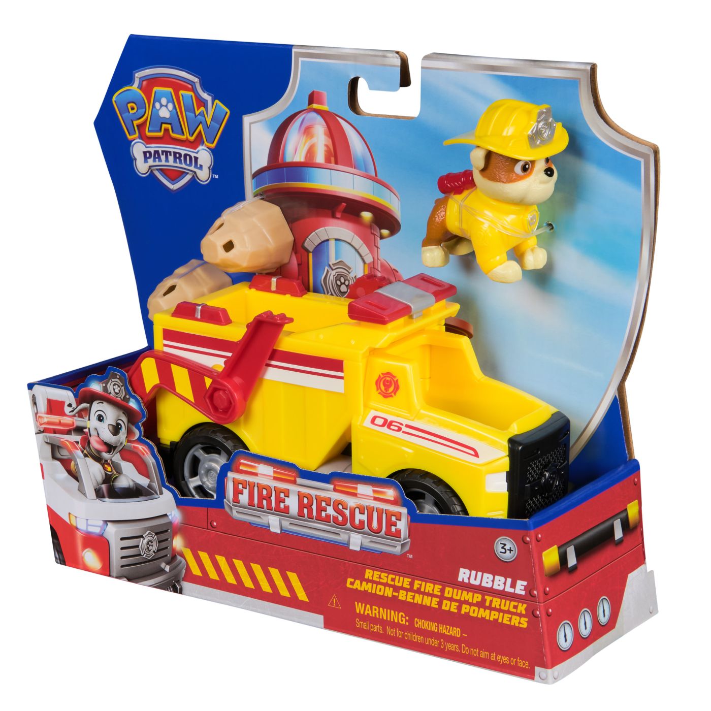 PATRULA CATELUSILOR VEHICUL DE SALVARE MASINA DE POMPIERI SI FIGURINA RUBBLE SuperHeroes ToysZone