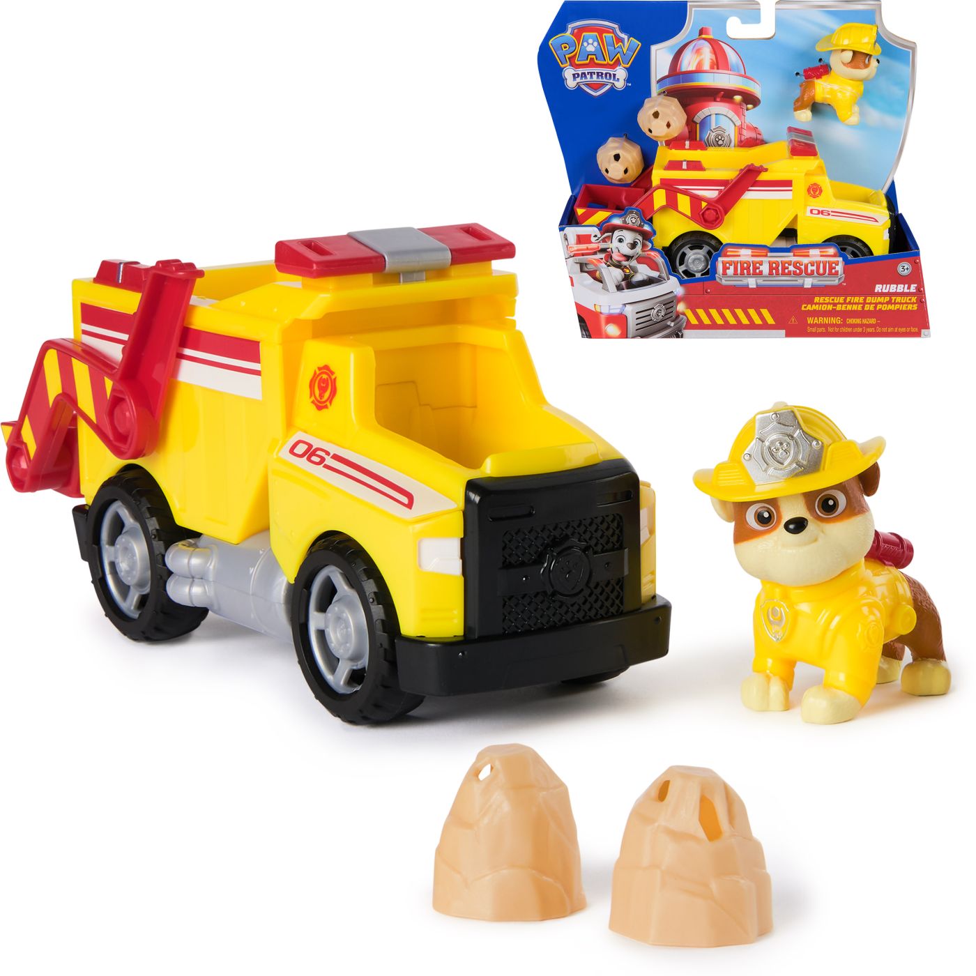 PATRULA CATELUSILOR VEHICUL DE SALVARE MASINA DE POMPIERI SI FIGURINA RUBBLE SuperHeroes ToysZone