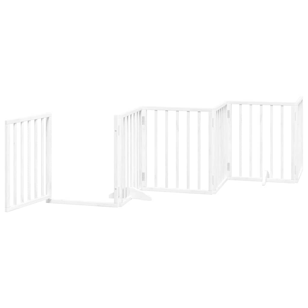 Poartă câini pliabilă cu ușă 12 panouri, alb, 600 cm, lemn plop GartenMobel Dekor