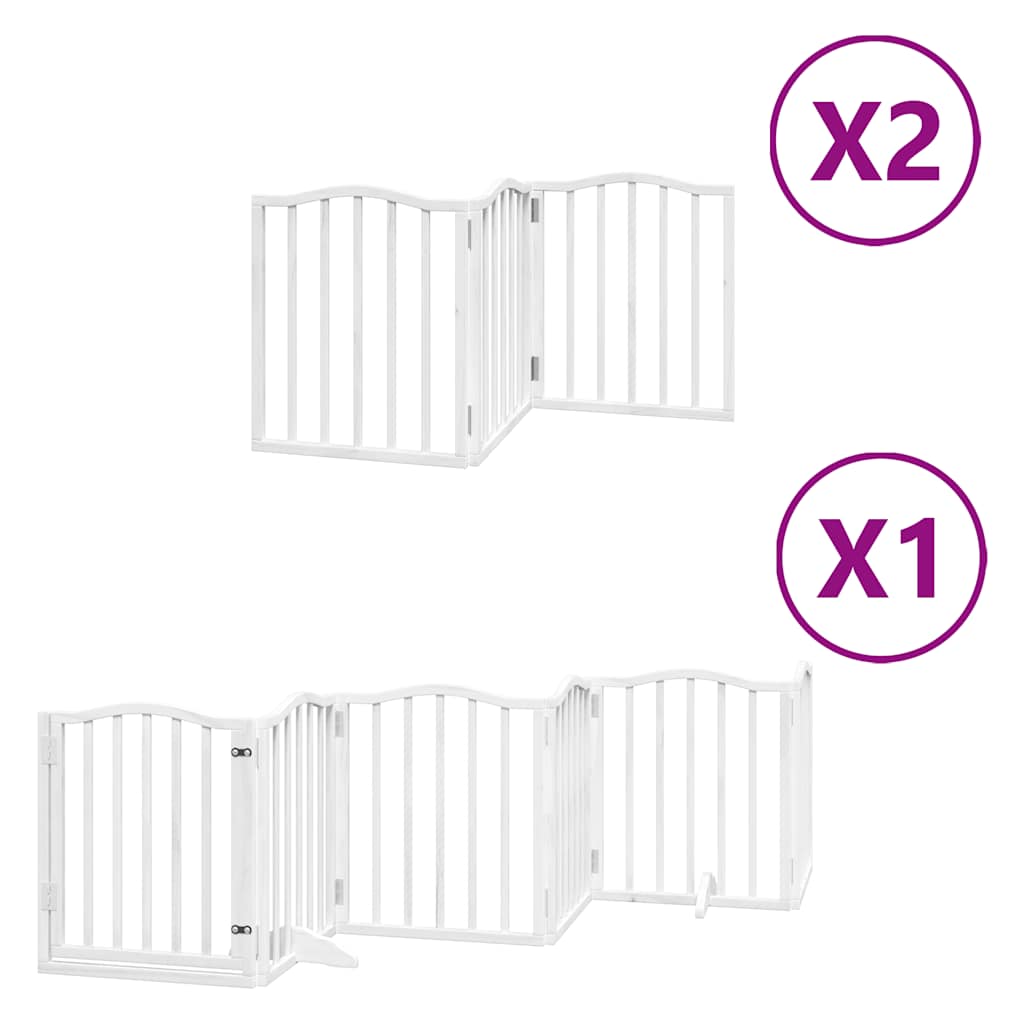 Poartă câini pliabilă cu ușă 12 panouri, alb, 600 cm, lemn plop GartenMobel Dekor