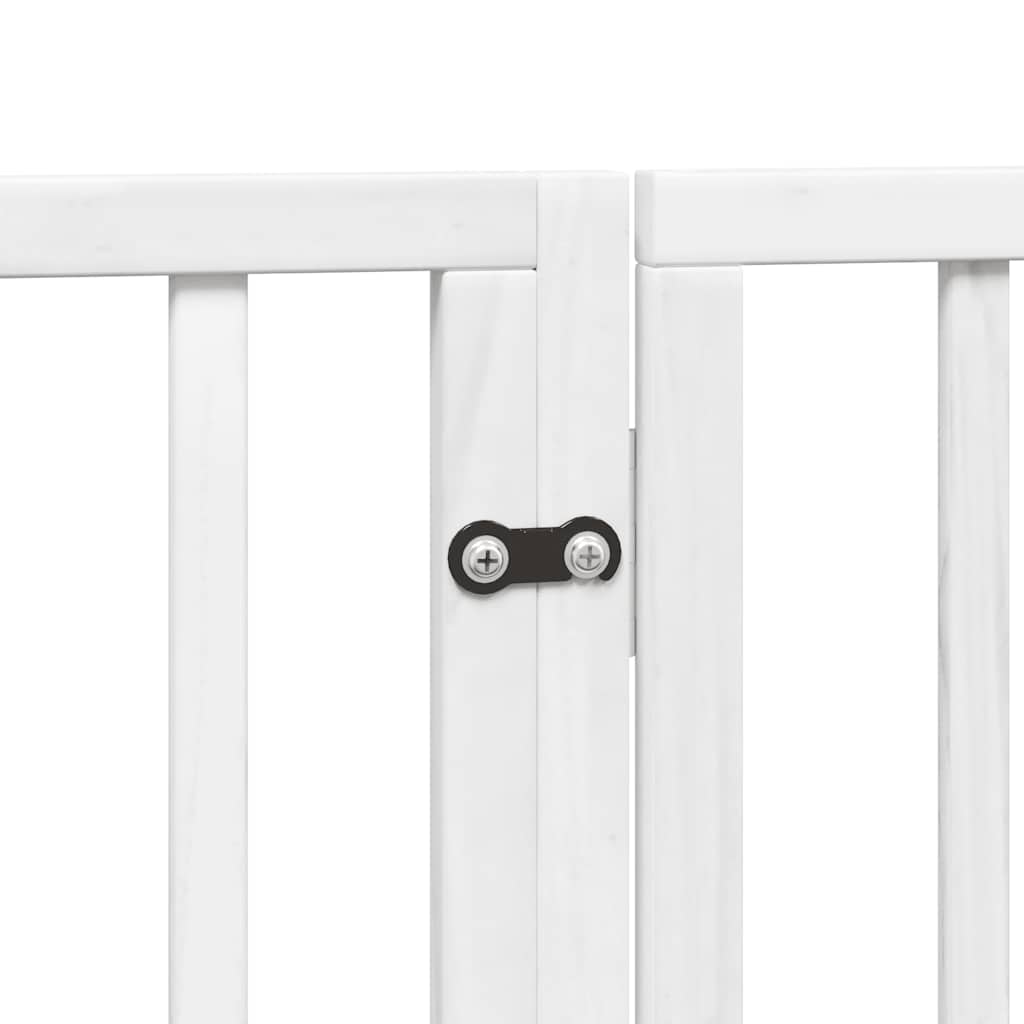 Poartă câini pliabilă cu ușă 12 panouri, alb, 960 cm, lemn plop GartenMobel Dekor