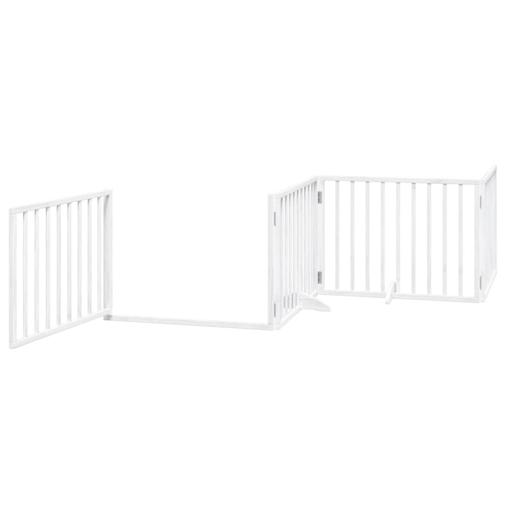 Poartă câini pliabilă cu ușă 12 panouri, alb, 960 cm, lemn plop GartenMobel Dekor