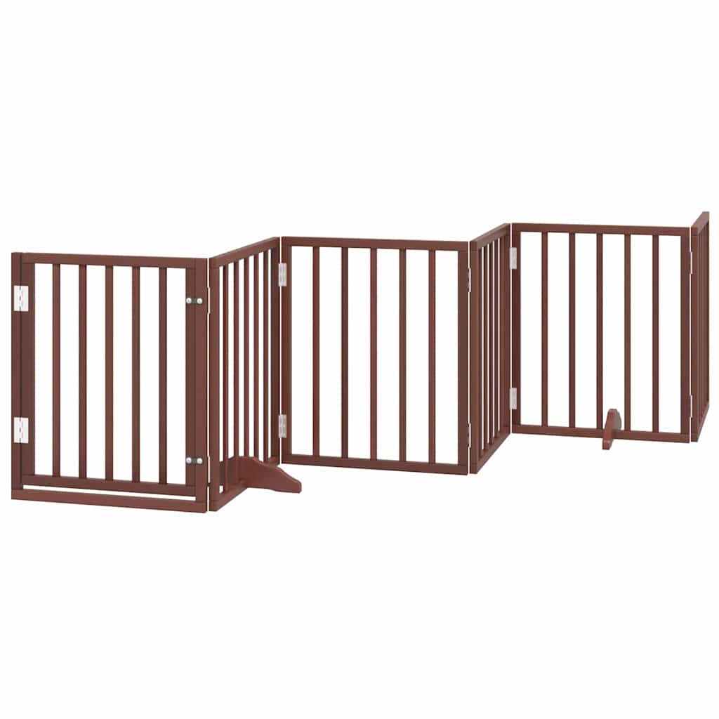 Poartă câini pliabilă cu ușă 12 panouri maro 600 cm, lemn plop GartenMobel Dekor