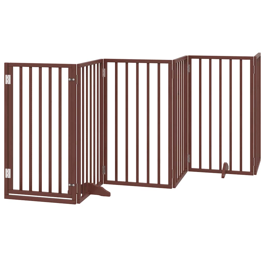 Poartă câini pliabilă cu ușă 12 panouri maro 600 cm, lemn plop GartenMobel Dekor