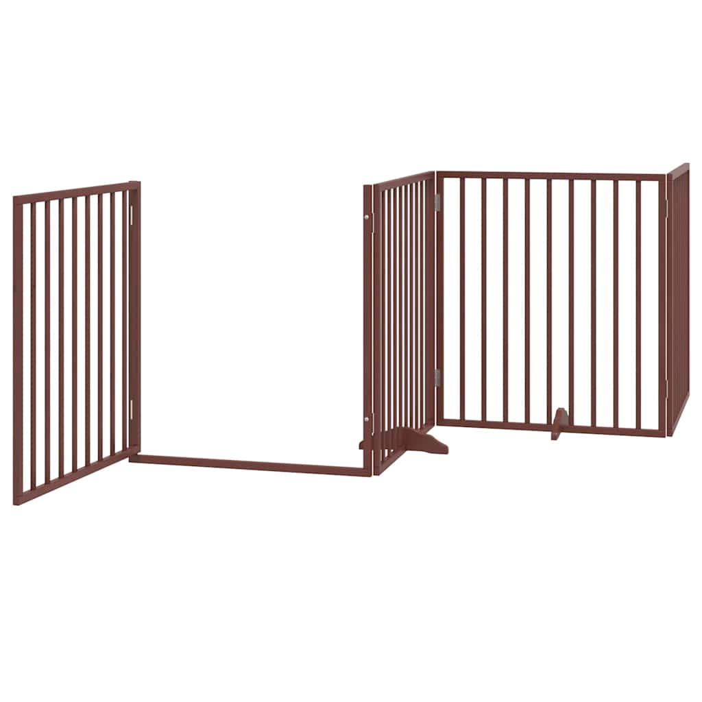 Poartă câini pliabilă cu ușă 12 panouri maro 960 cm, lemn plop GartenMobel Dekor