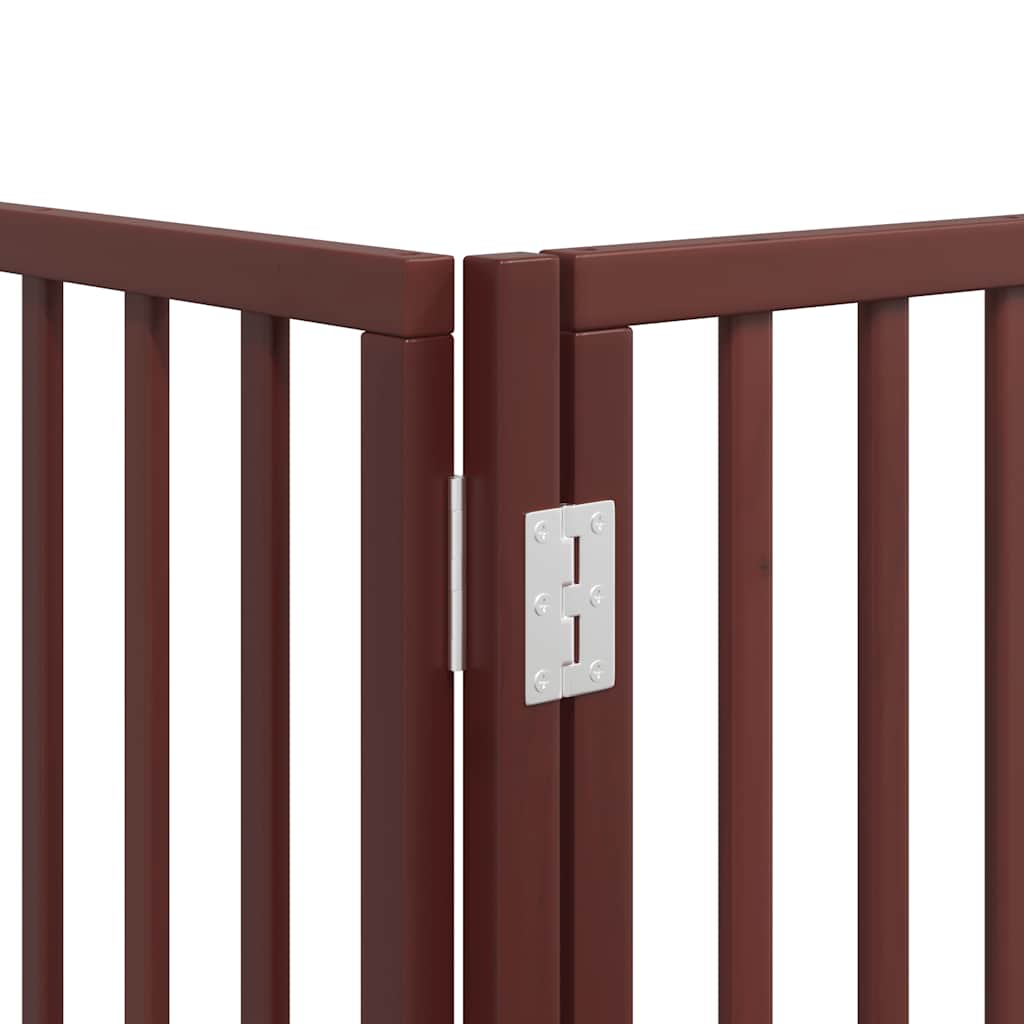Poartă câini pliabilă cu ușă 12 panouri maro 960 cm, lemn plop GartenMobel Dekor