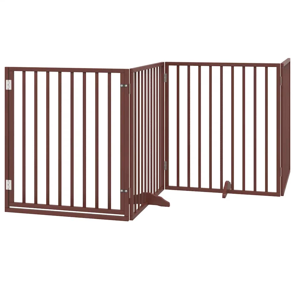 Poartă câini pliabilă cu ușă 12 panouri maro 960 cm, lemn plop GartenMobel Dekor
