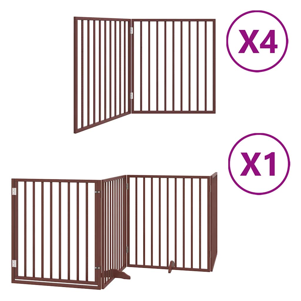 Poartă câini pliabilă cu ușă 12 panouri maro 960 cm, lemn plop GartenMobel Dekor