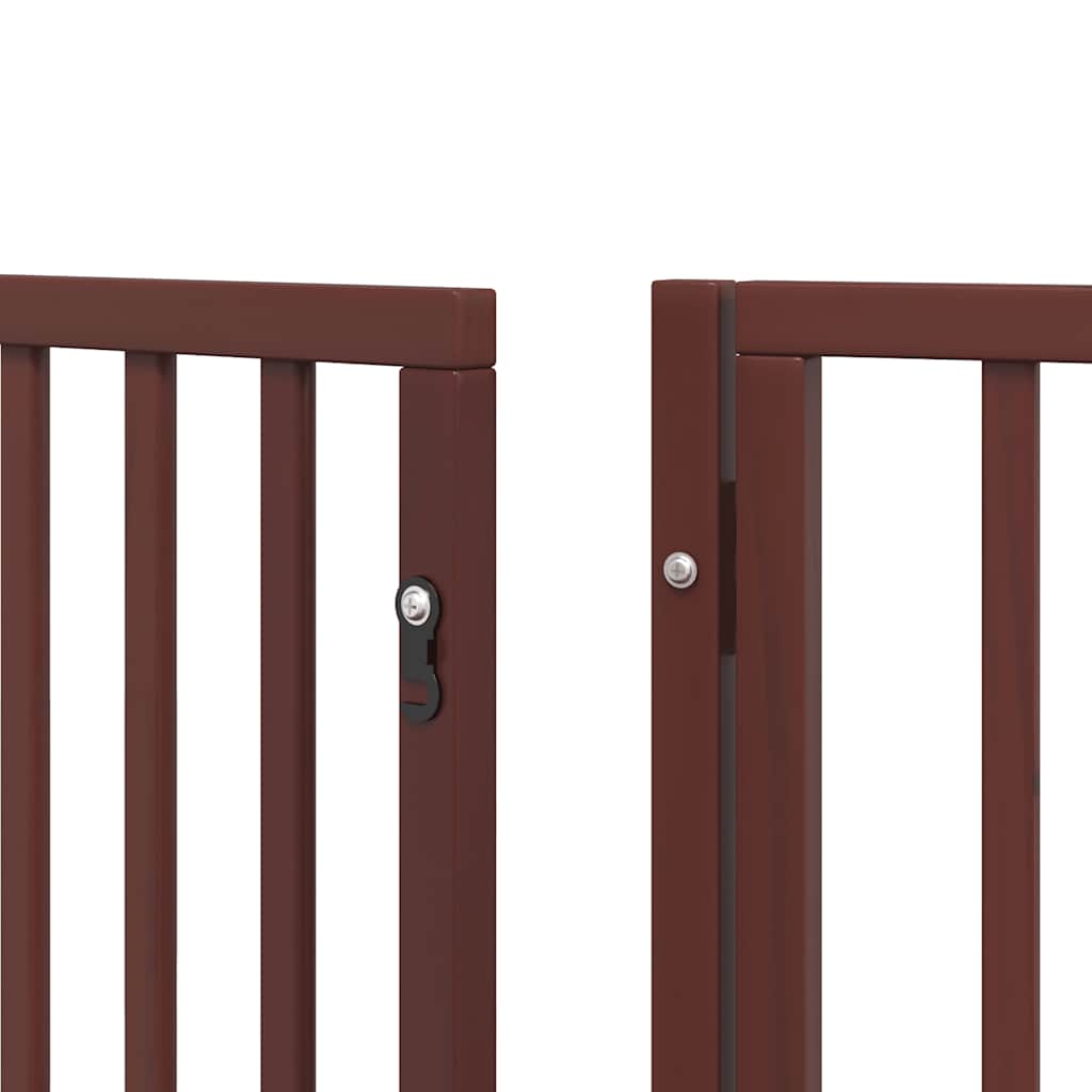 Poartă câini pliabilă cu ușă 12 panouri maro 960 cm, lemn plop GartenMobel Dekor