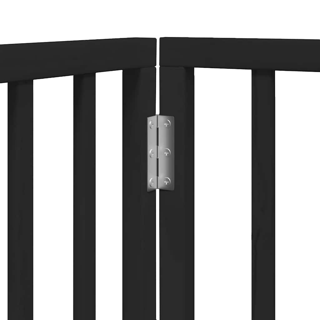 Poartă câini pliabilă cu ușă 12 panouri negru 600 cm, lemn plop GartenMobel Dekor