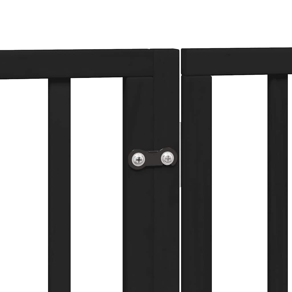 Poartă câini pliabilă cu ușă 12 panouri negru 960 cm, lemn plop GartenMobel Dekor