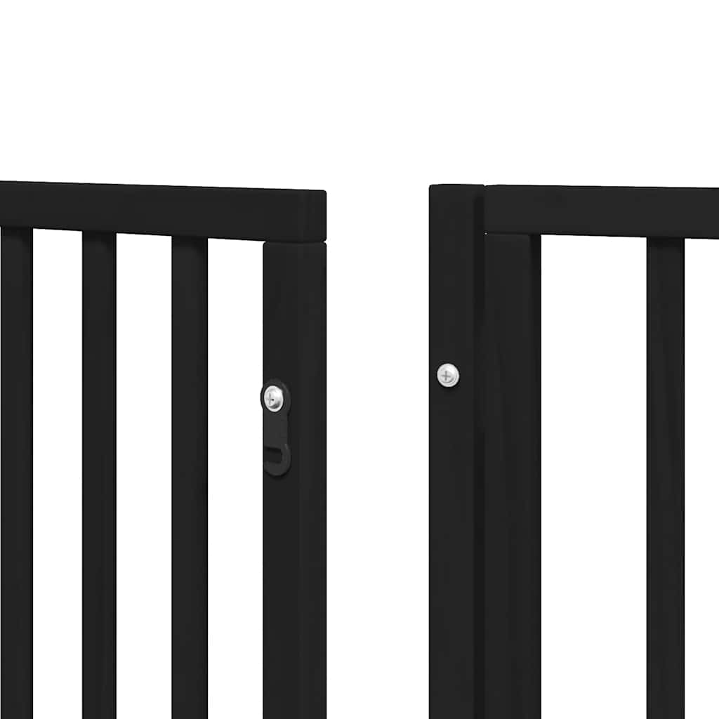 Poartă câini pliabilă cu ușă 12 panouri negru 960 cm, lemn plop GartenMobel Dekor