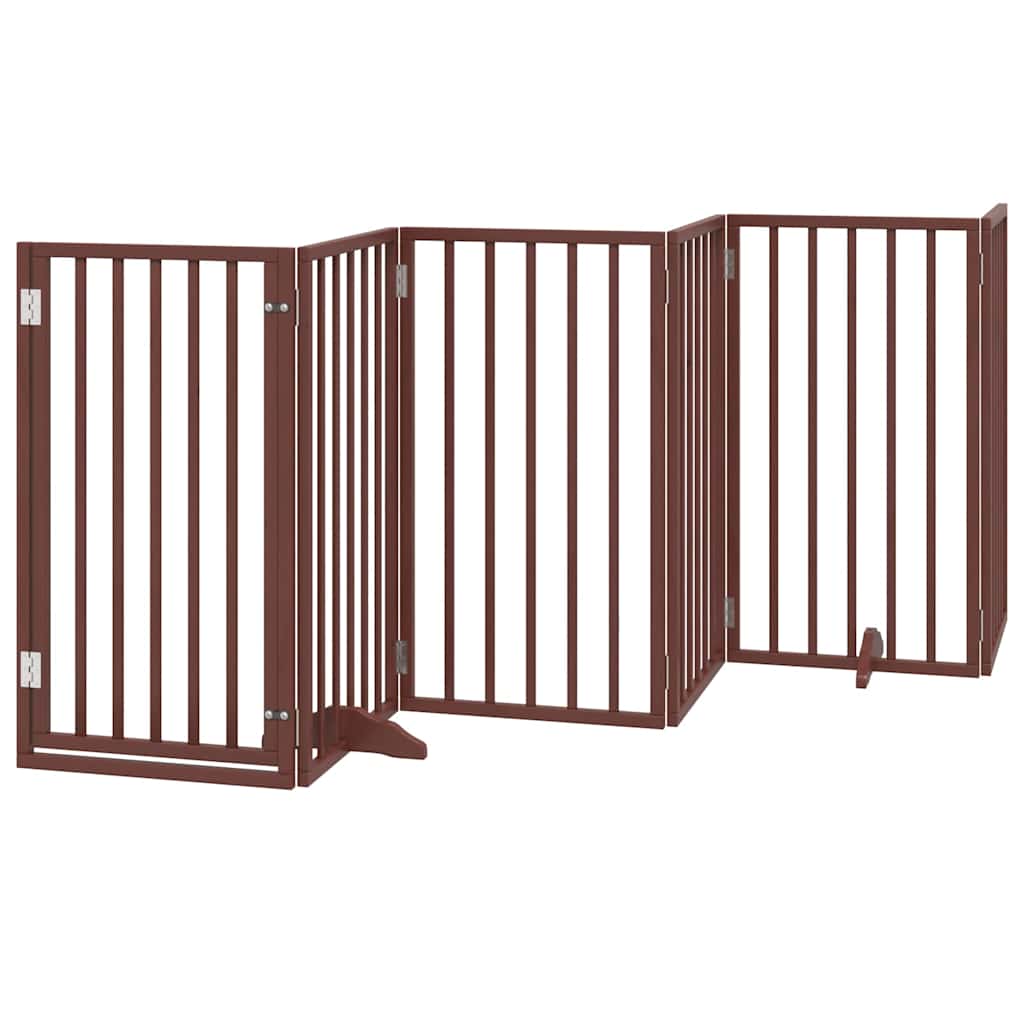 Poartă câini pliabilă cu ușă 15 panouri maro 750 cm, lemn plop GartenMobel Dekor