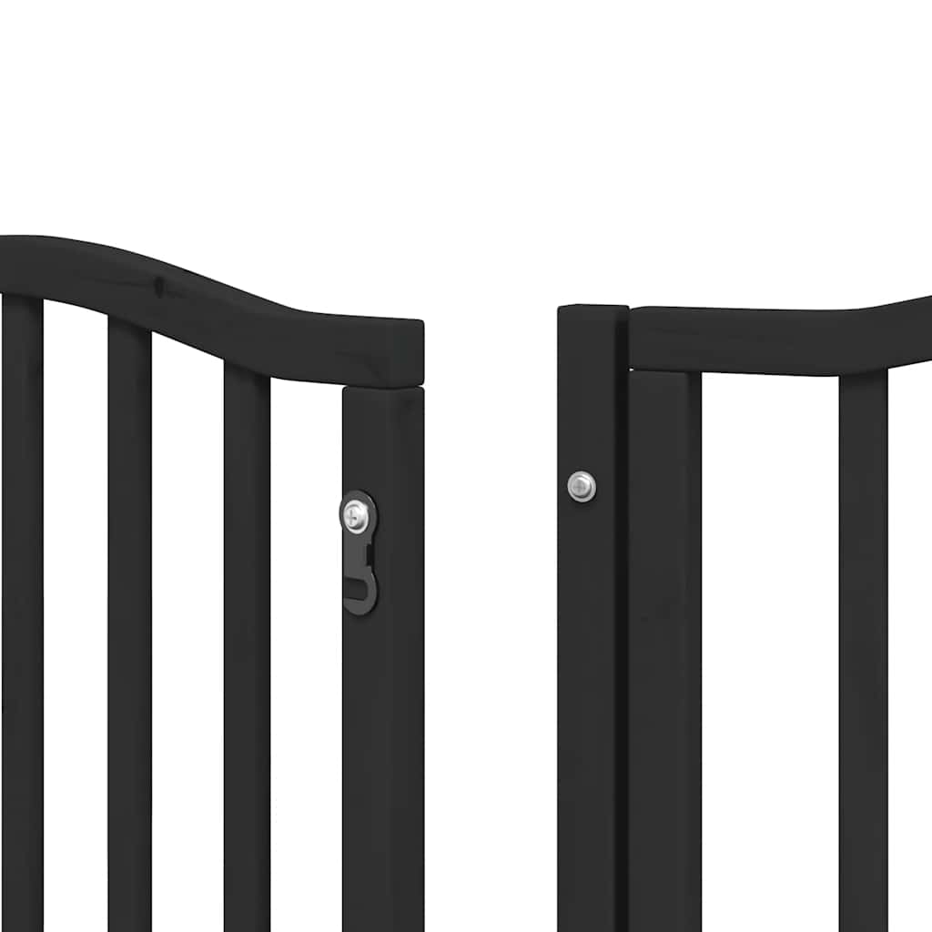 Poartă câini pliabilă cu ușă 15 panouri negru 750 cm, lemn plop GartenMobel Dekor