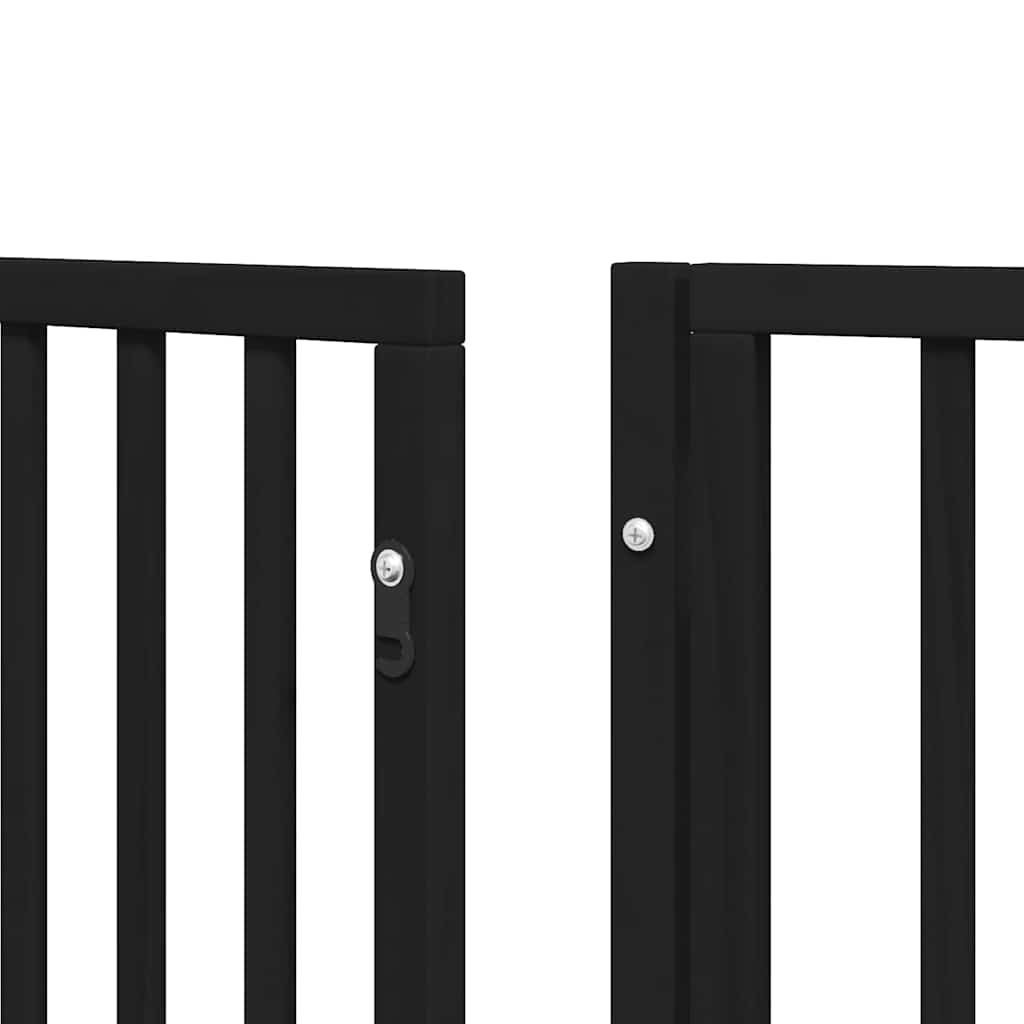 Poartă câini pliabilă cu ușă 15 panouri negru 750 cm, lemn plop GartenMobel Dekor