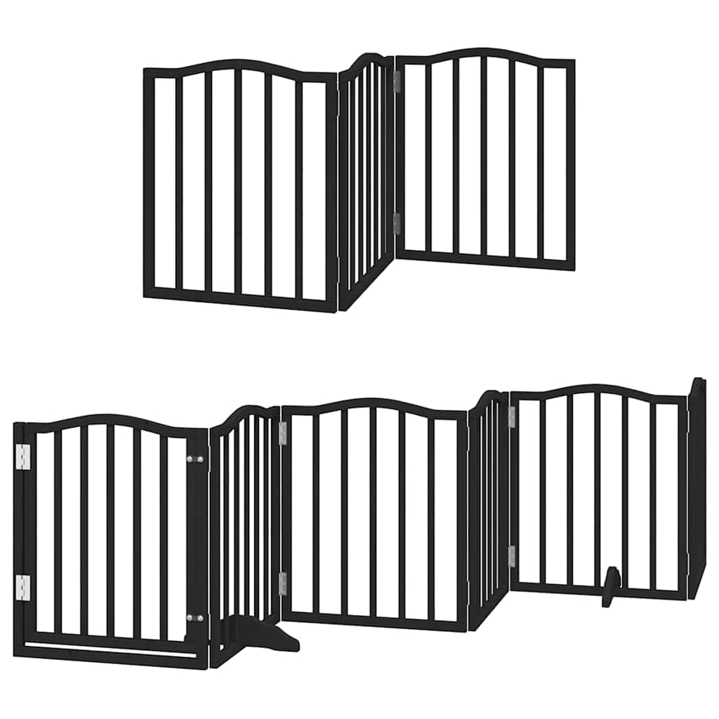 Poartă câini pliabilă cu ușă 15 panouri negru 750 cm, lemn plop GartenMobel Dekor