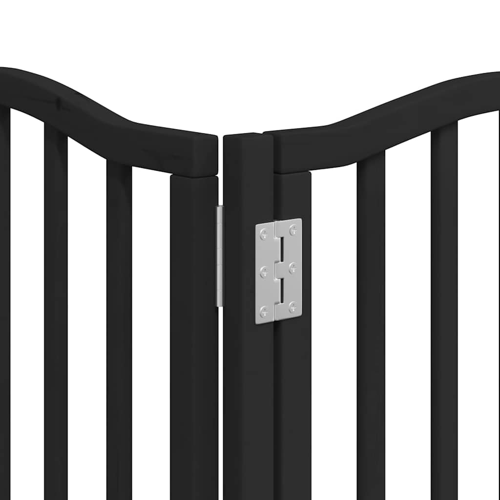 Poartă câini pliabilă cu ușă 15 panouri negru 750 cm, lemn plop GartenMobel Dekor