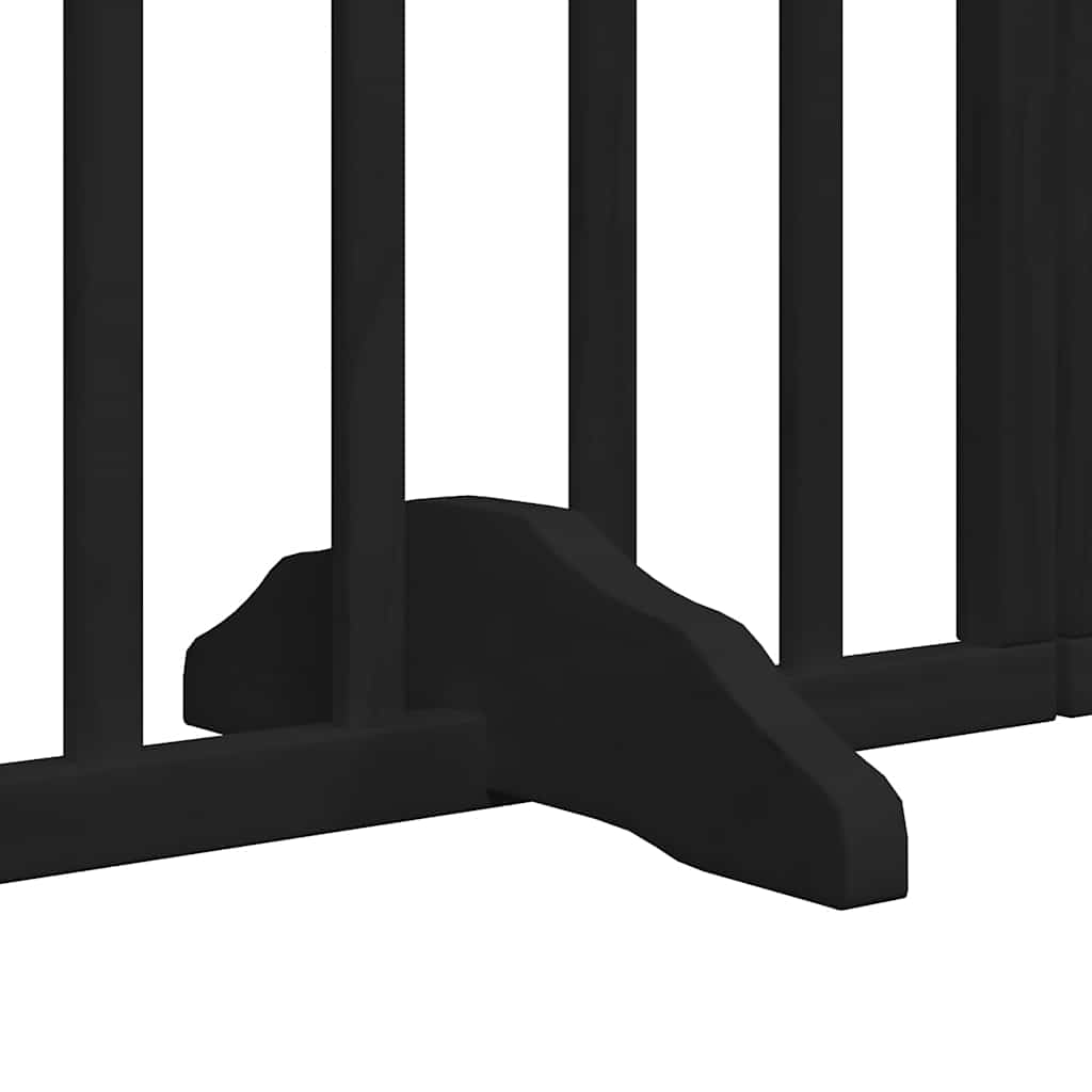 Poartă câini pliabilă cu ușă 15 panouri negru 750 cm, lemn plop GartenMobel Dekor