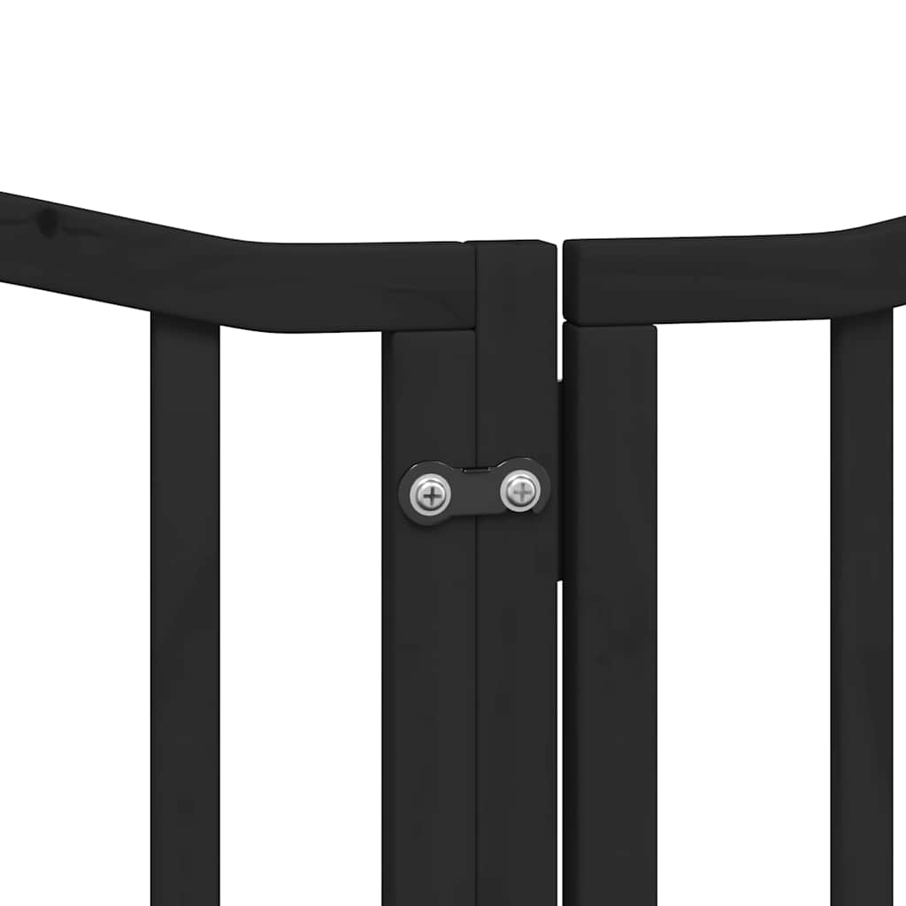 Poartă câini pliabilă cu ușă 15 panouri negru 750 cm, lemn plop GartenMobel Dekor