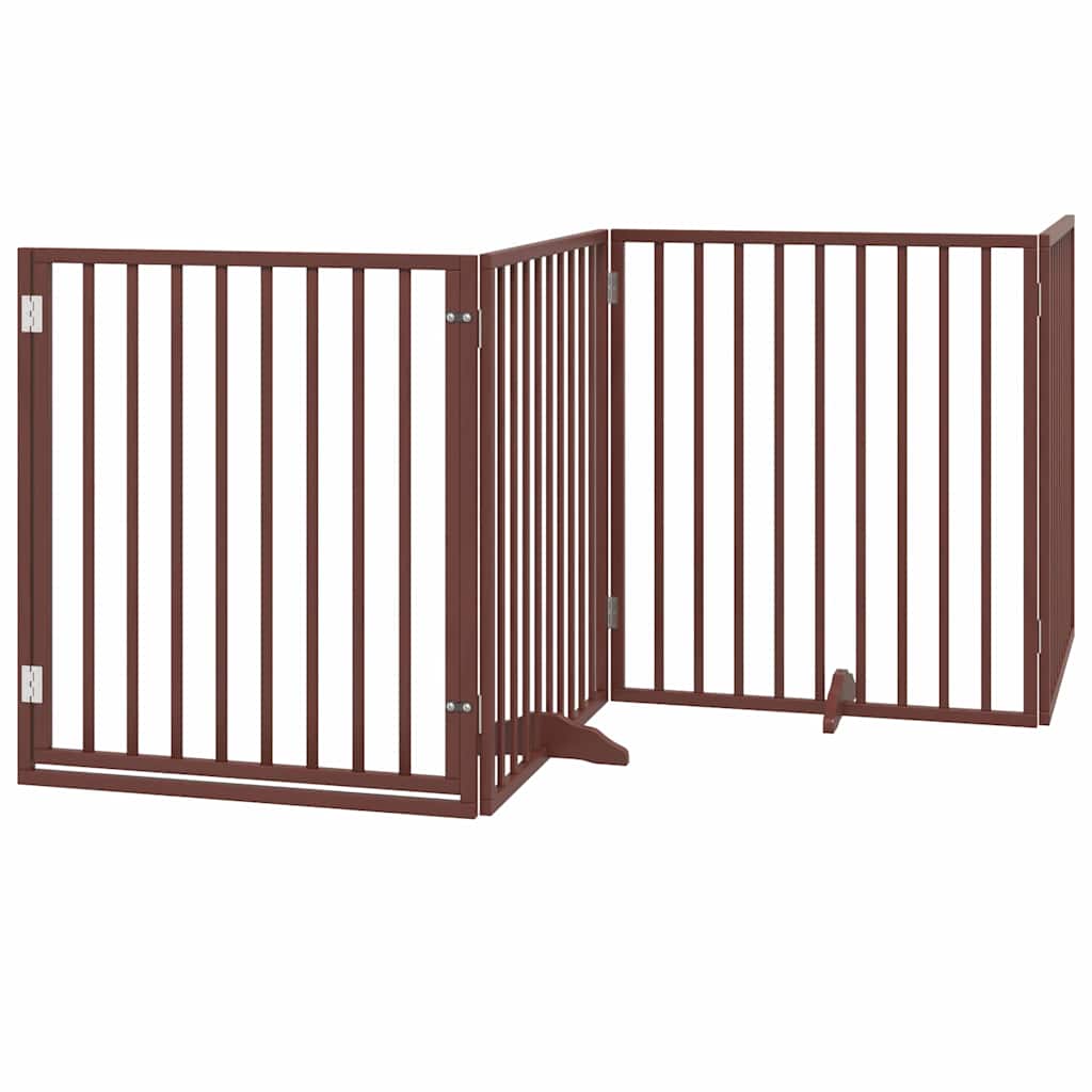 Poartă câini pliabilă cu ușă 6 panouri maro, 480 cm, lemn plop GartenMobel Dekor