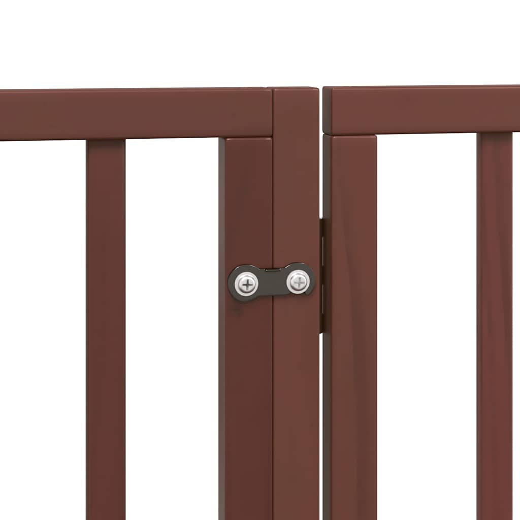 Poartă câini pliabilă cu ușă 6 panouri maro, 480 cm, lemn plop GartenMobel Dekor