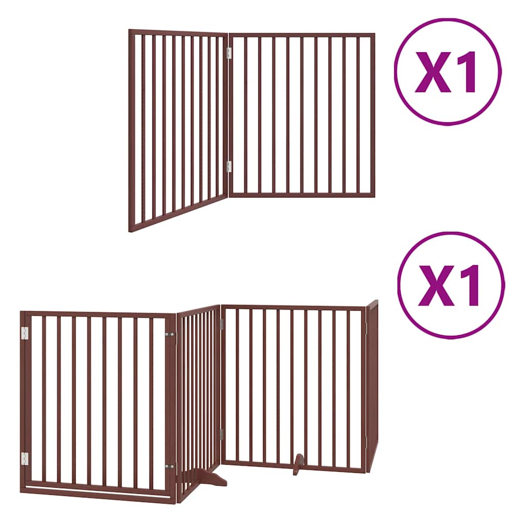 Poartă câini pliabilă cu ușă 6 panouri maro, 480 cm, lemn plop GartenMobel Dekor