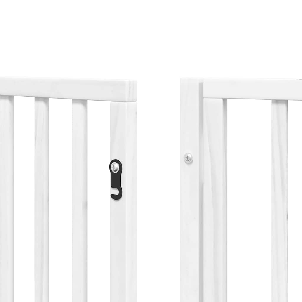 Poartă câini pliabilă cu ușă 8 panouri, alb, 640 cm, lemn plop GartenMobel Dekor