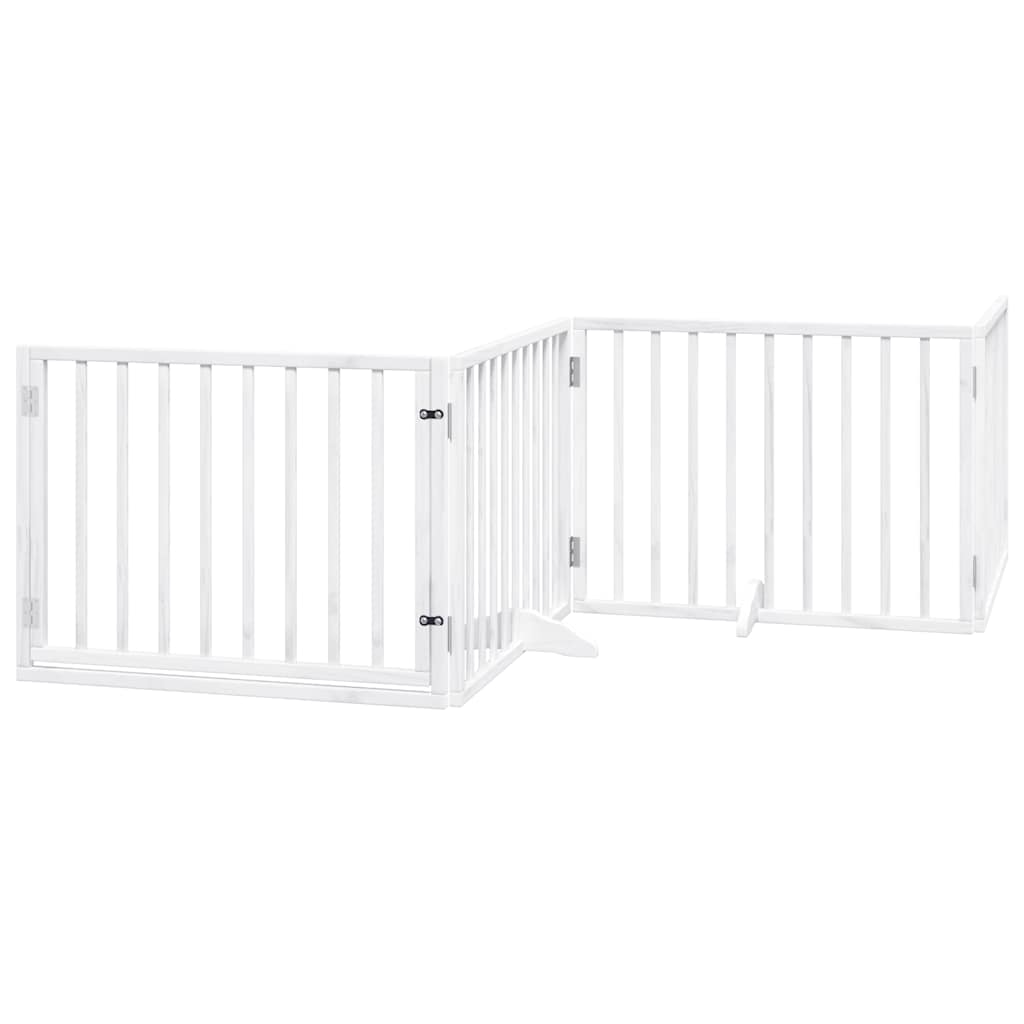 Poartă câini pliabilă cu ușă 8 panouri, alb, 640 cm, lemn plop GartenMobel Dekor